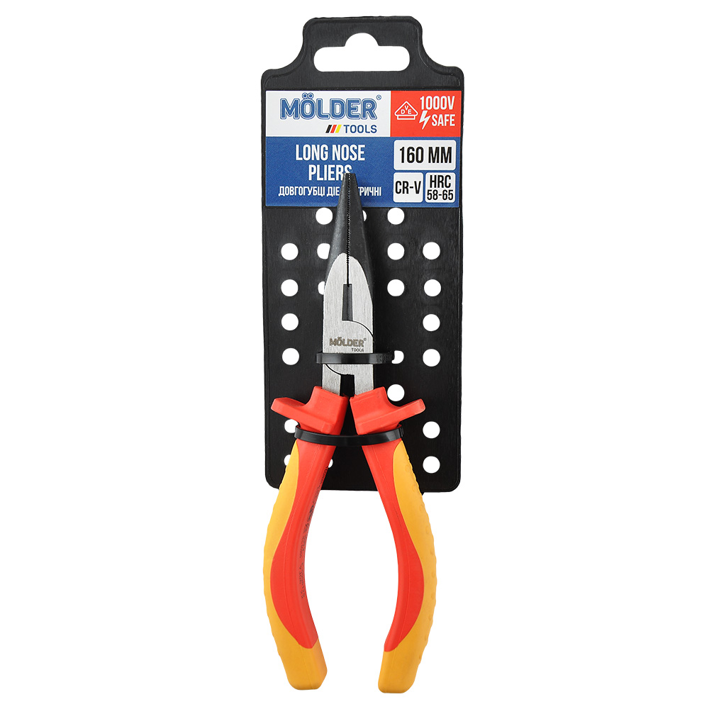 MOLDER Довгогубці діелектричні MOLDER 160мм, VDE 1000В, 60Cr-V, HRC 58-65, поліровані, чор нікель1