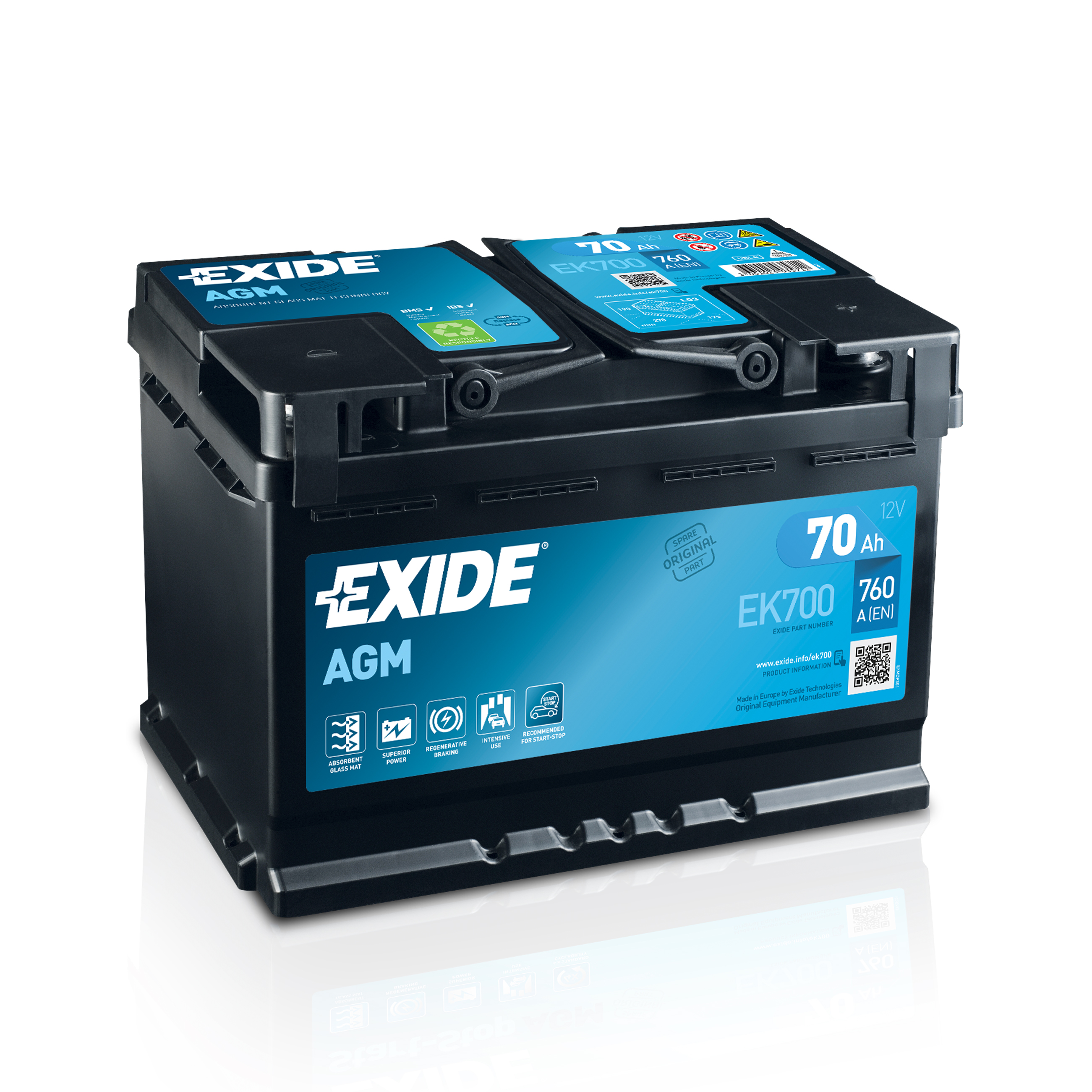 70 Ah/12V EXIDE AGM Euro EK7001