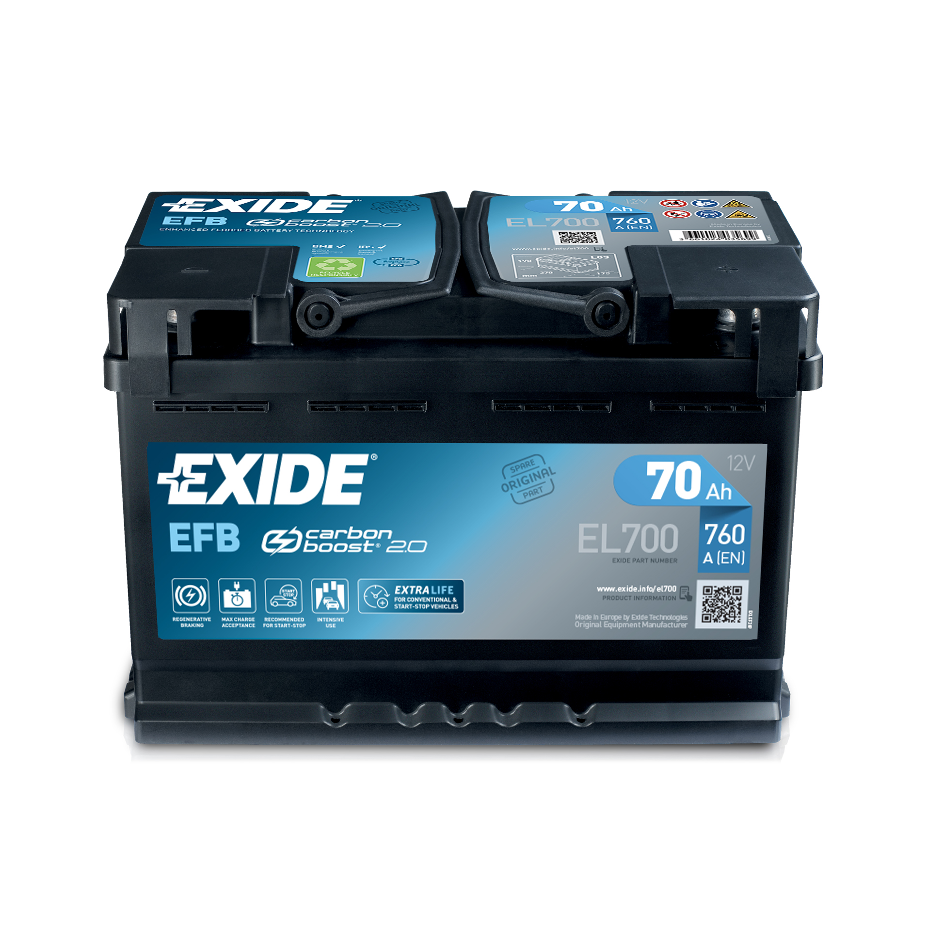 70 Ah/12V EXIDE EFB Euro EL7001