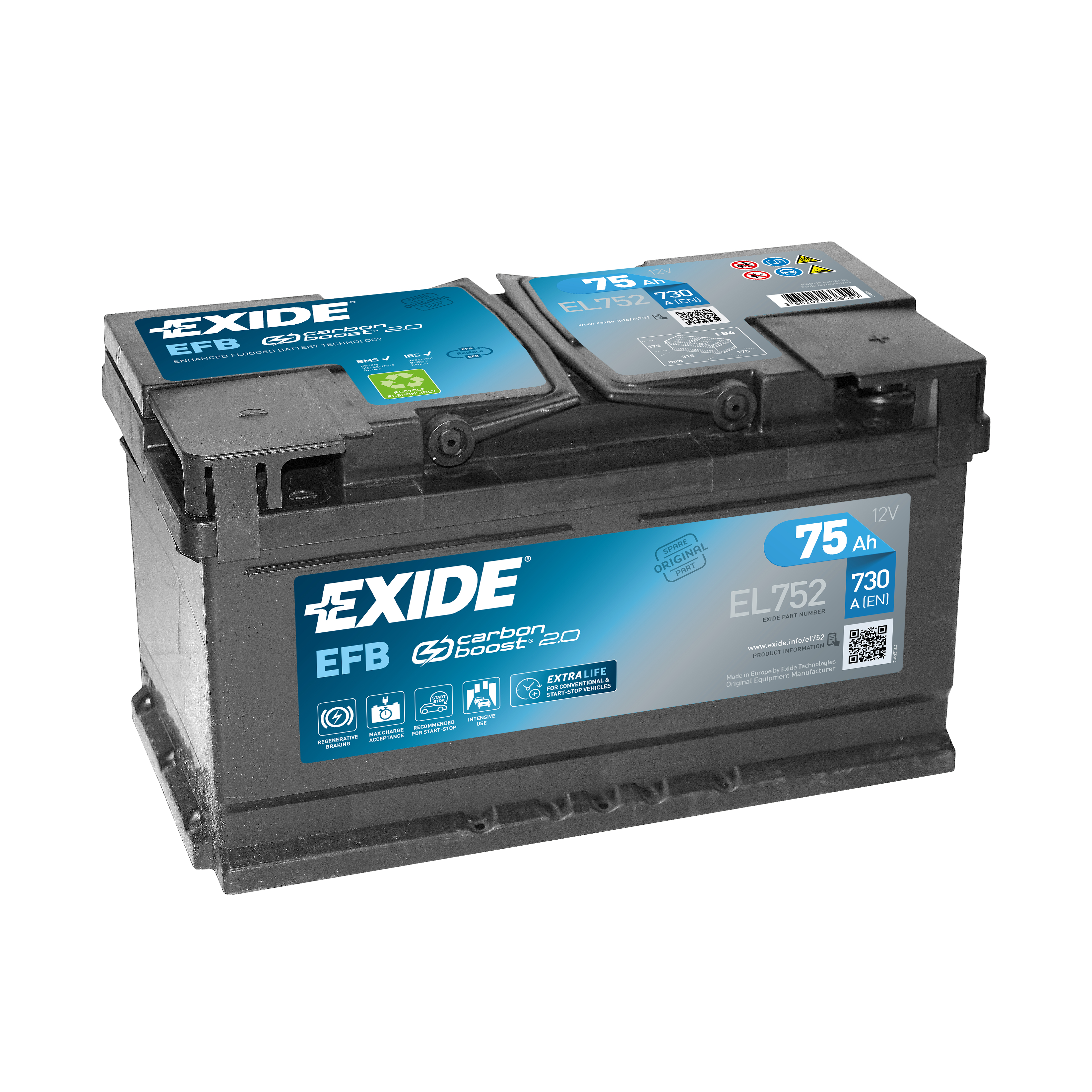 75 Ah/12V EXIDE EFB Euro EL7521