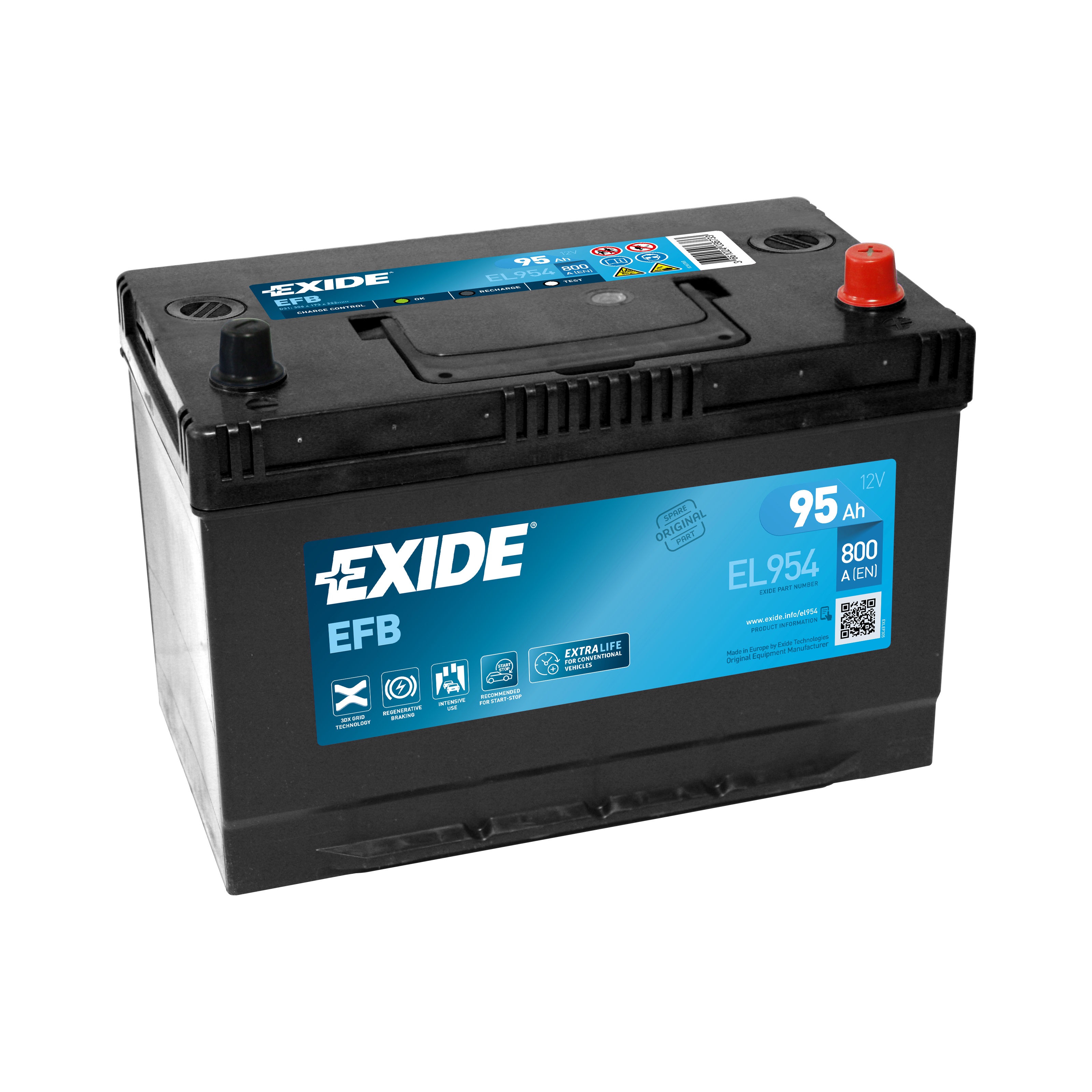 95 Ah/12V EXIDE EFB JIS  Euro EL9541