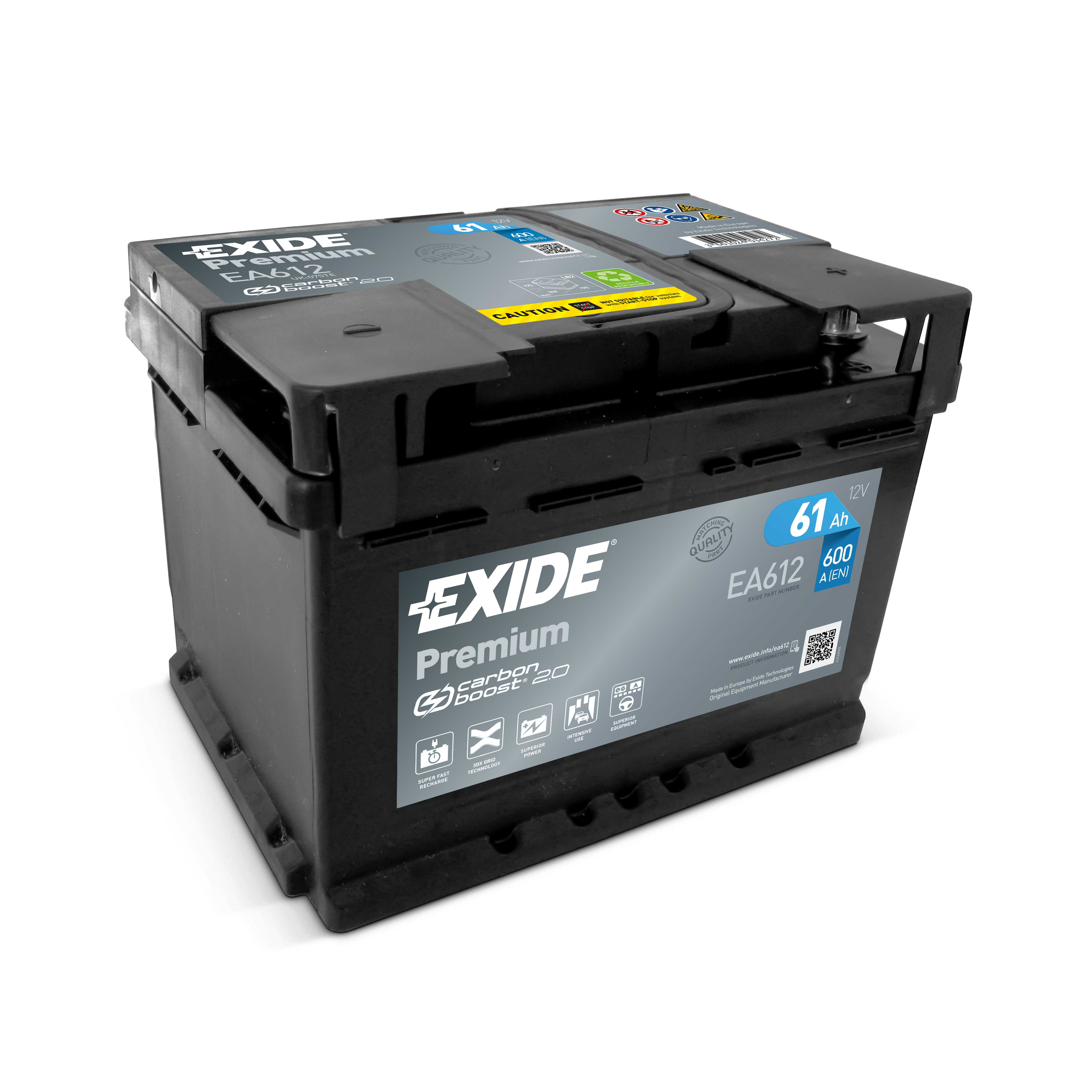 61 Ah/12V EXIDE PREMIUM Euro EA6121