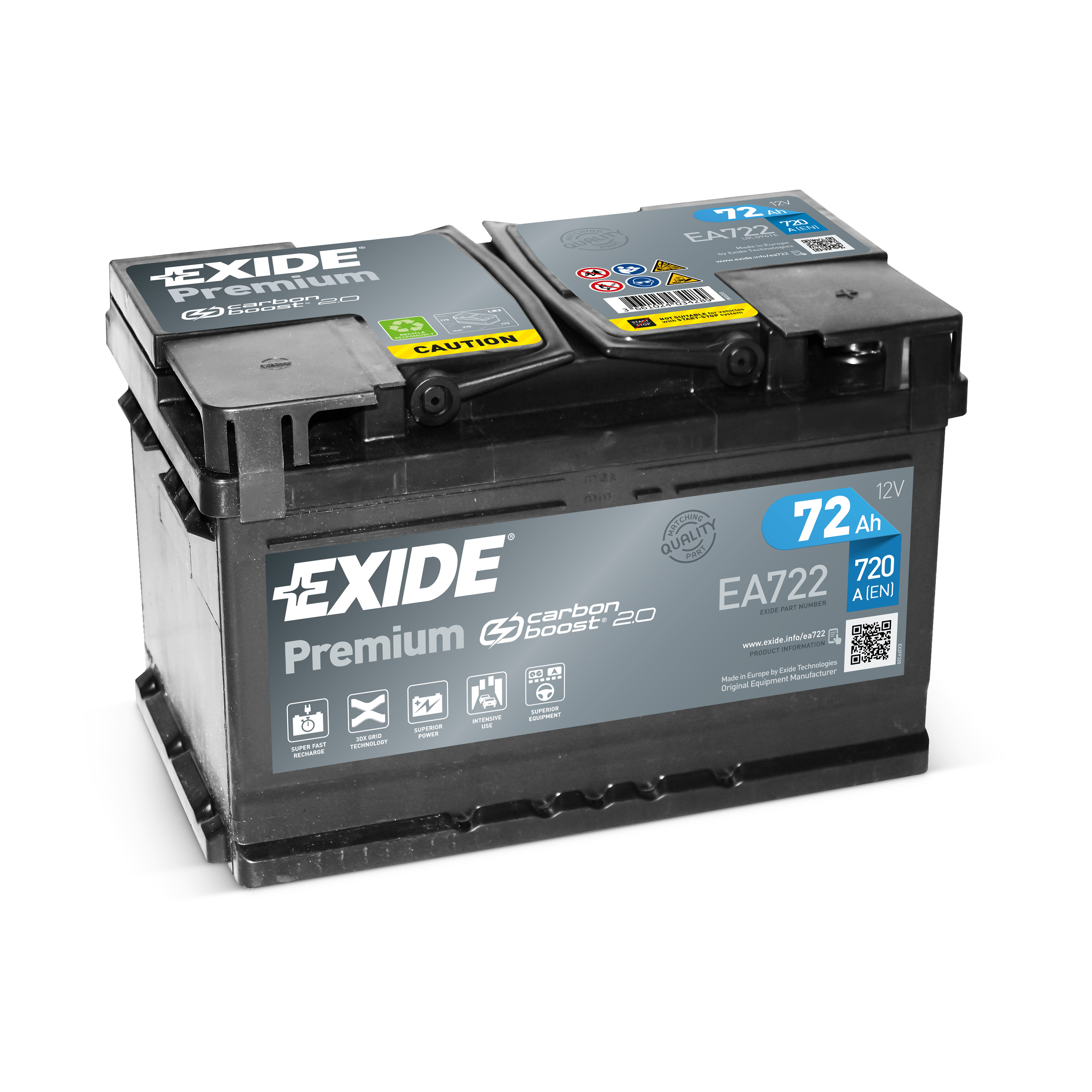 72 Ah/12V EXIDE PREMIUM Euro EA7221