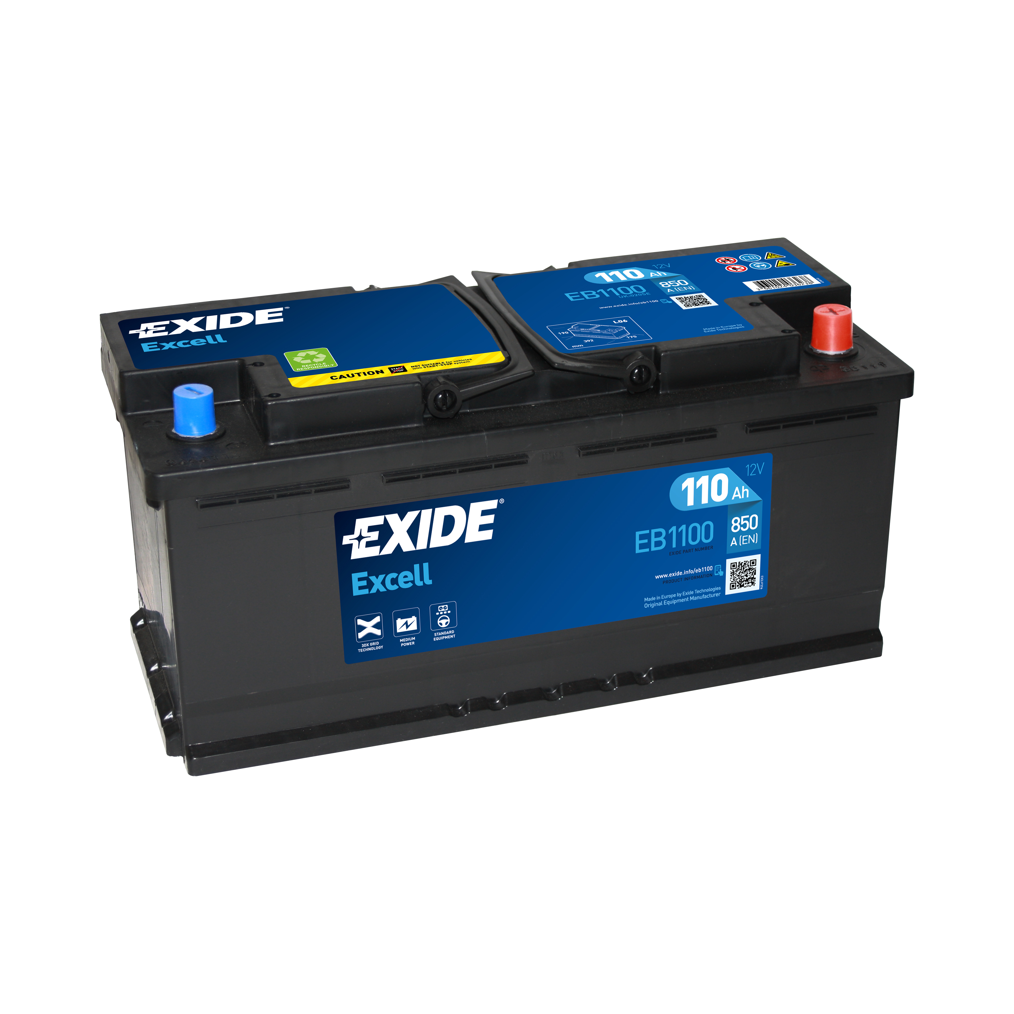 110 Ah/12V EXIDE EXCELL Euro EB11001