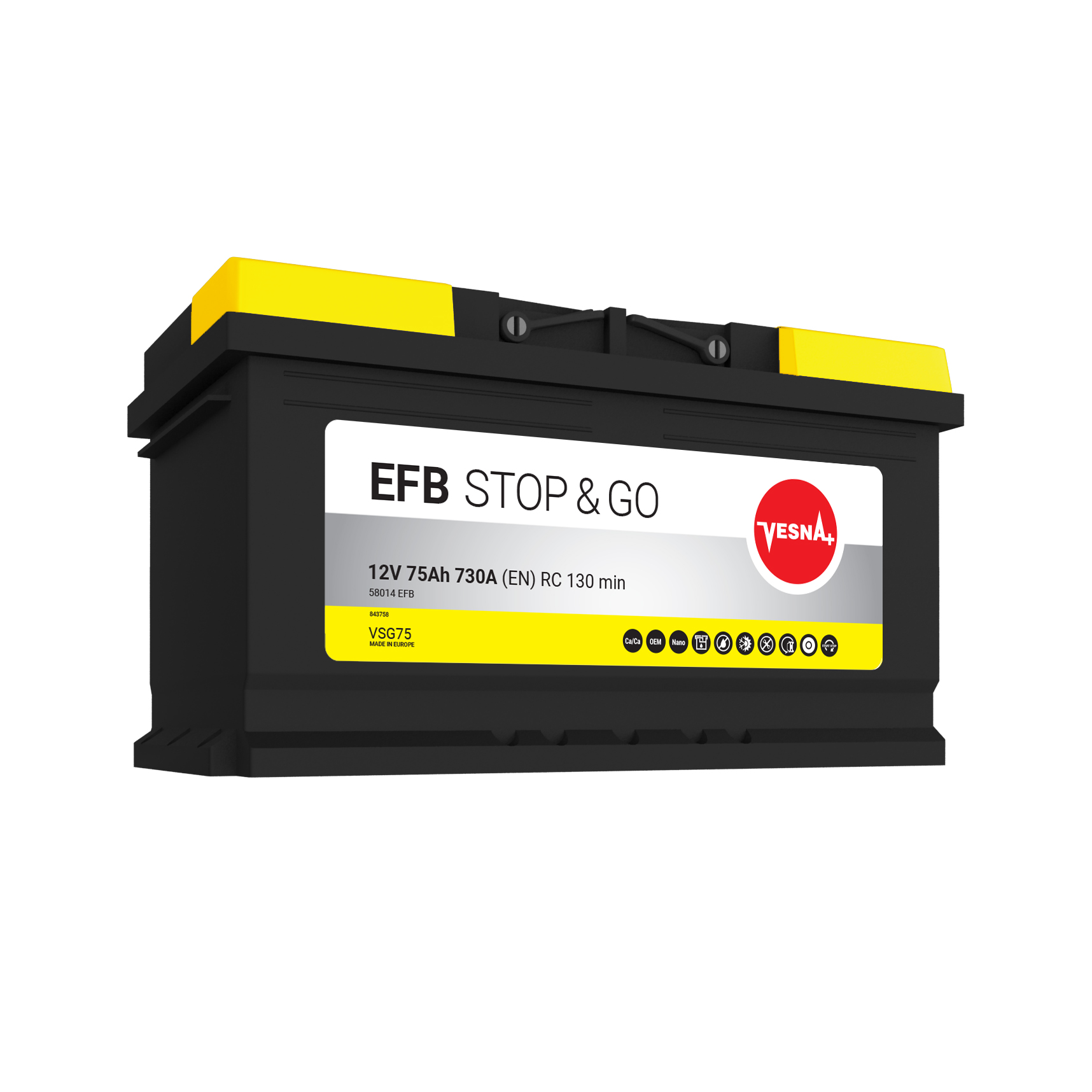 75 Ah/12V NEW!!!! Vesna EFB Euro(0) L4b1