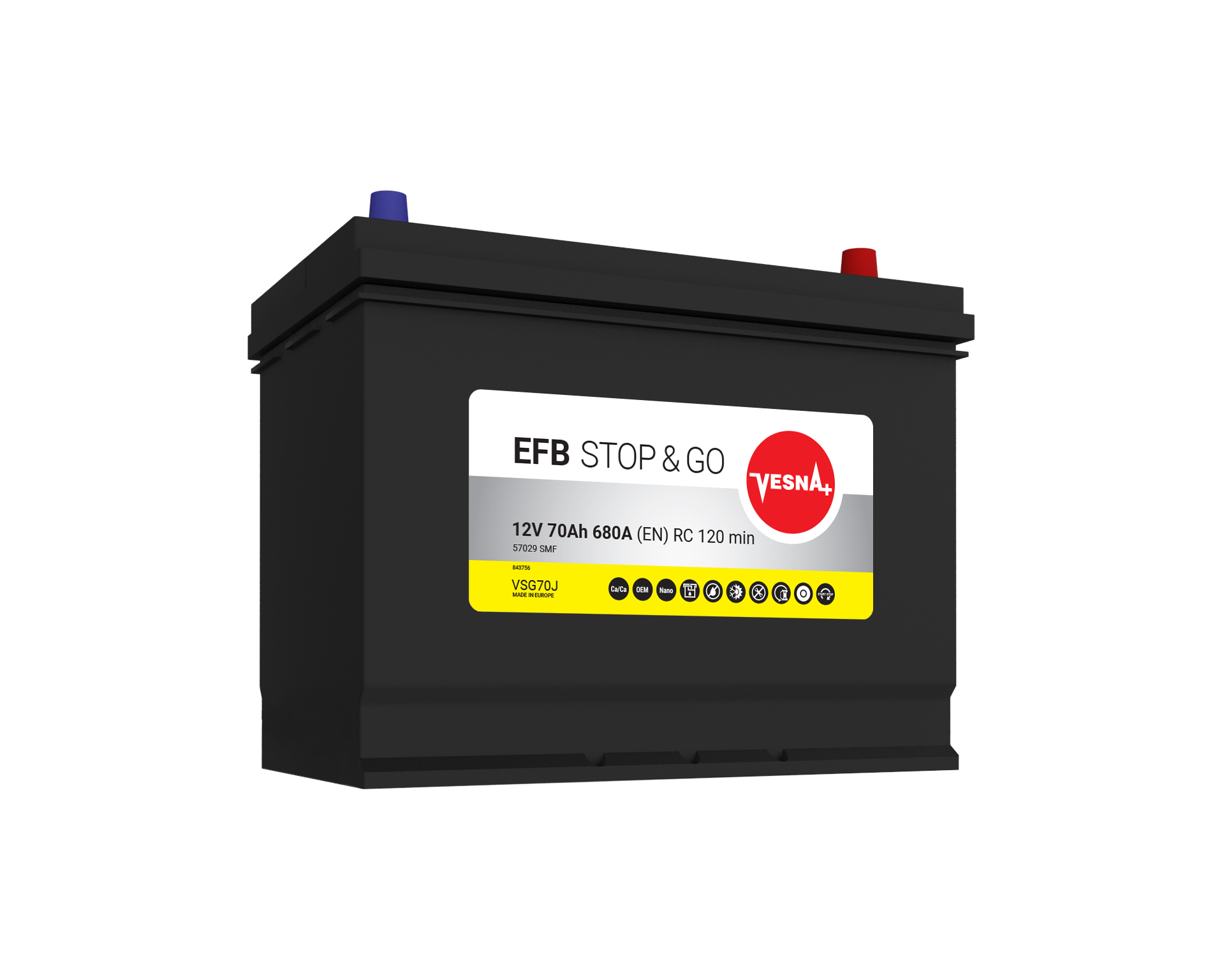 70 Ah/12V NEW!!!! Vesna EFB Japan Euro1