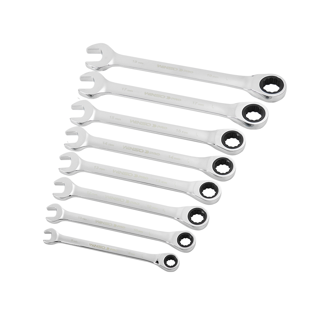 Набір ключів комбінованих WINSO PRO з тріскачкою CR-V,  8шт (8-19, 8-10-12-13-14-15-17-19мм) (5/20)2