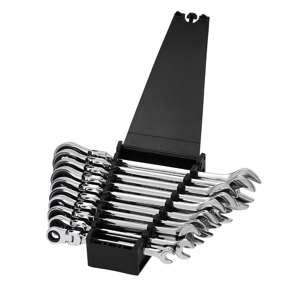 Набір ключів комбінованих WINSO PRO з тріскачкою та карданом CR-V, 10шт (8-19, 8-10-12-13-14-15-17-11