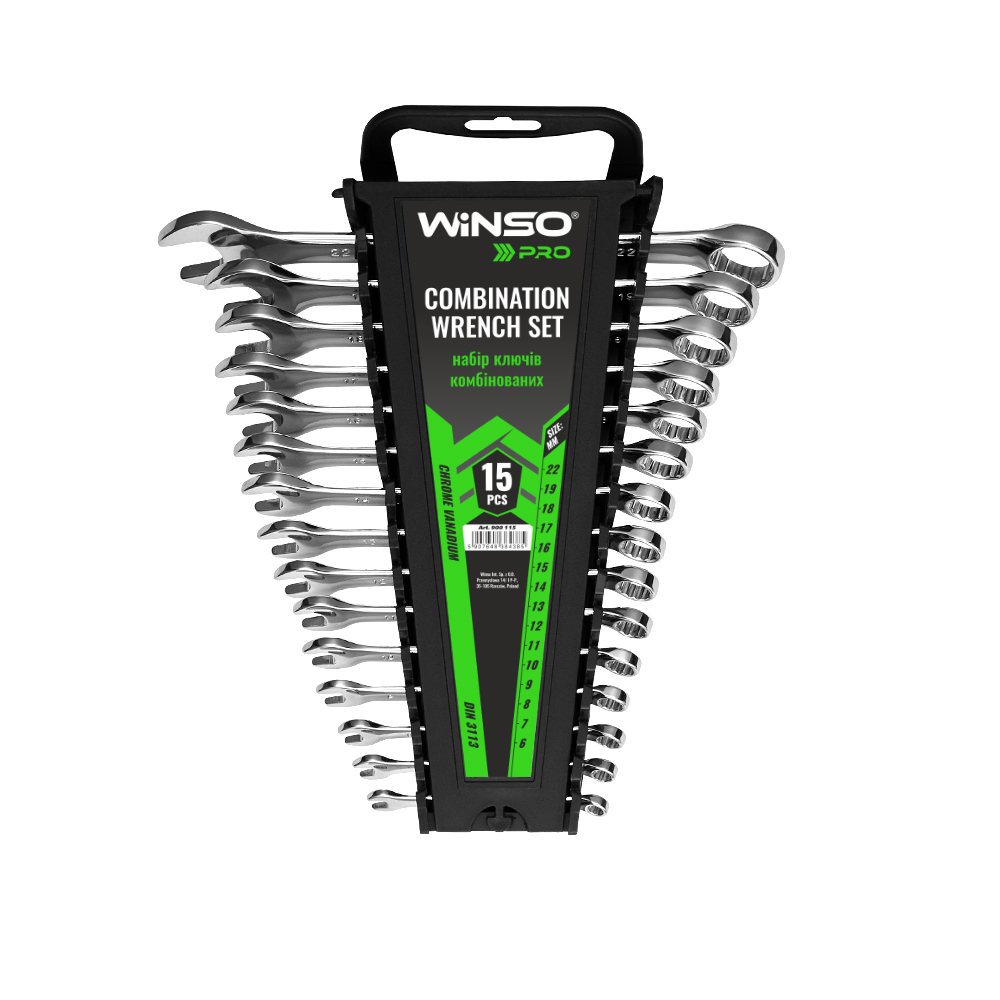 Набір ключів комбінованих WINSO PRO CR-V, 15шт., 6-22 мм, упакування пластик1