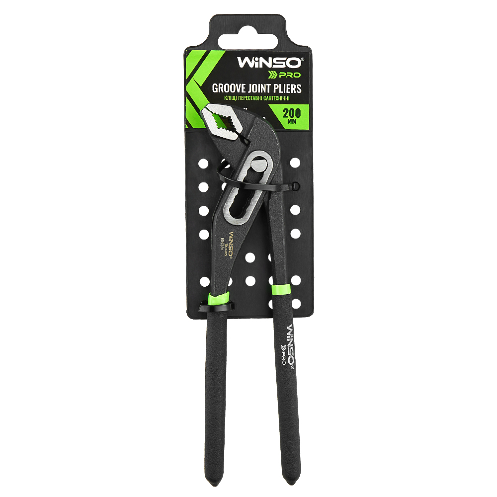Кліщі переставні сантехнічні WINSO PRO 200мм, макс. діаметр 34мм, Cr-V, HRC 55-60, поліровані, чорни1