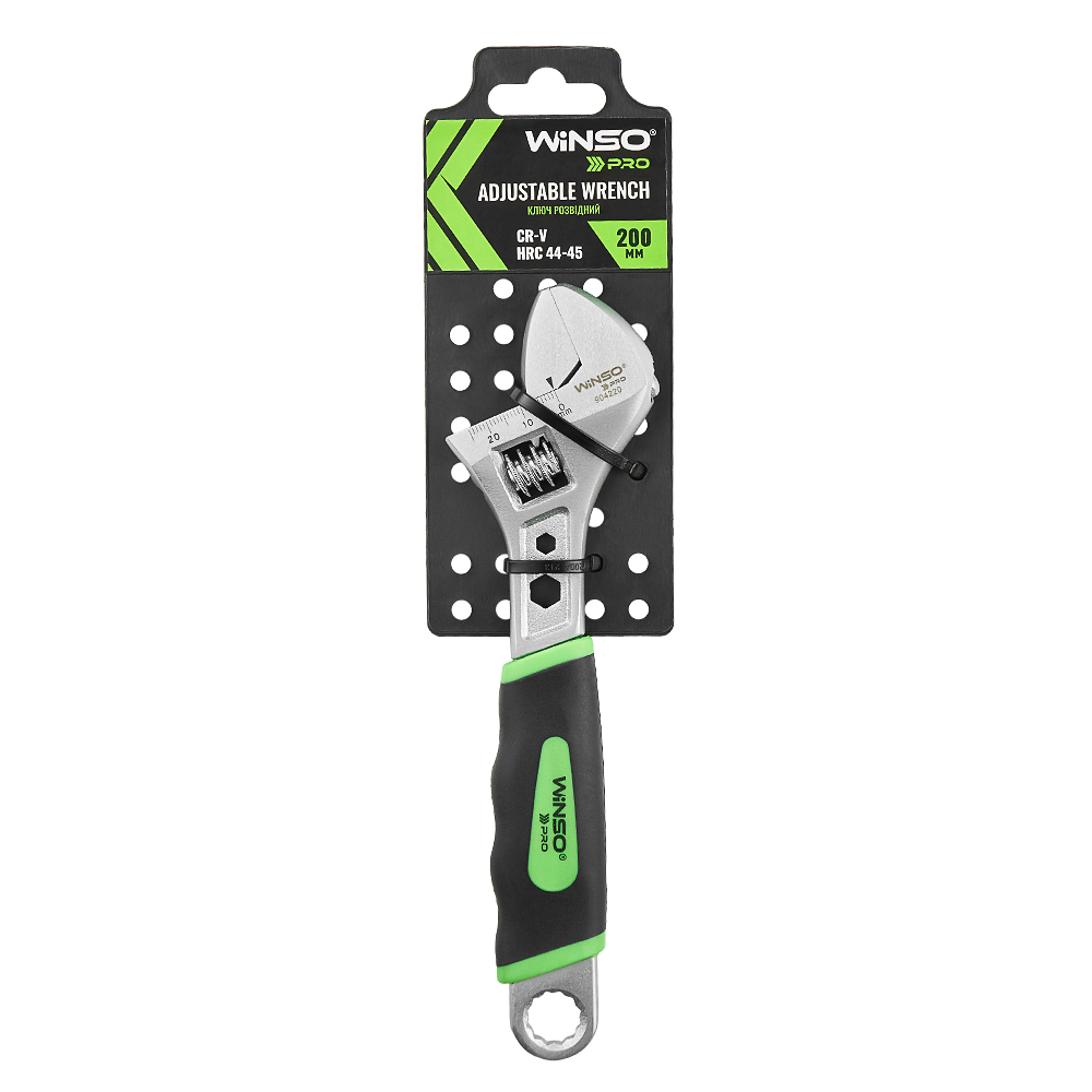 Ключ розвідний WINSO PRO 200мм, макс діаметр 24мм, Cr-V, HRC 44-45, вимірювальна шкла, сатинове покр1