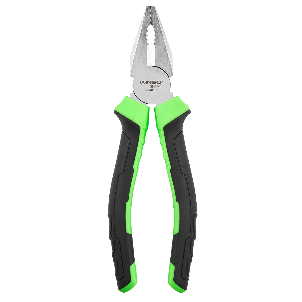 Плоскогубці комбіновані WINSO PRO 180мм, Cr-V, HRC 55-62, сатинове покриття, двокомпонентна ручка1
