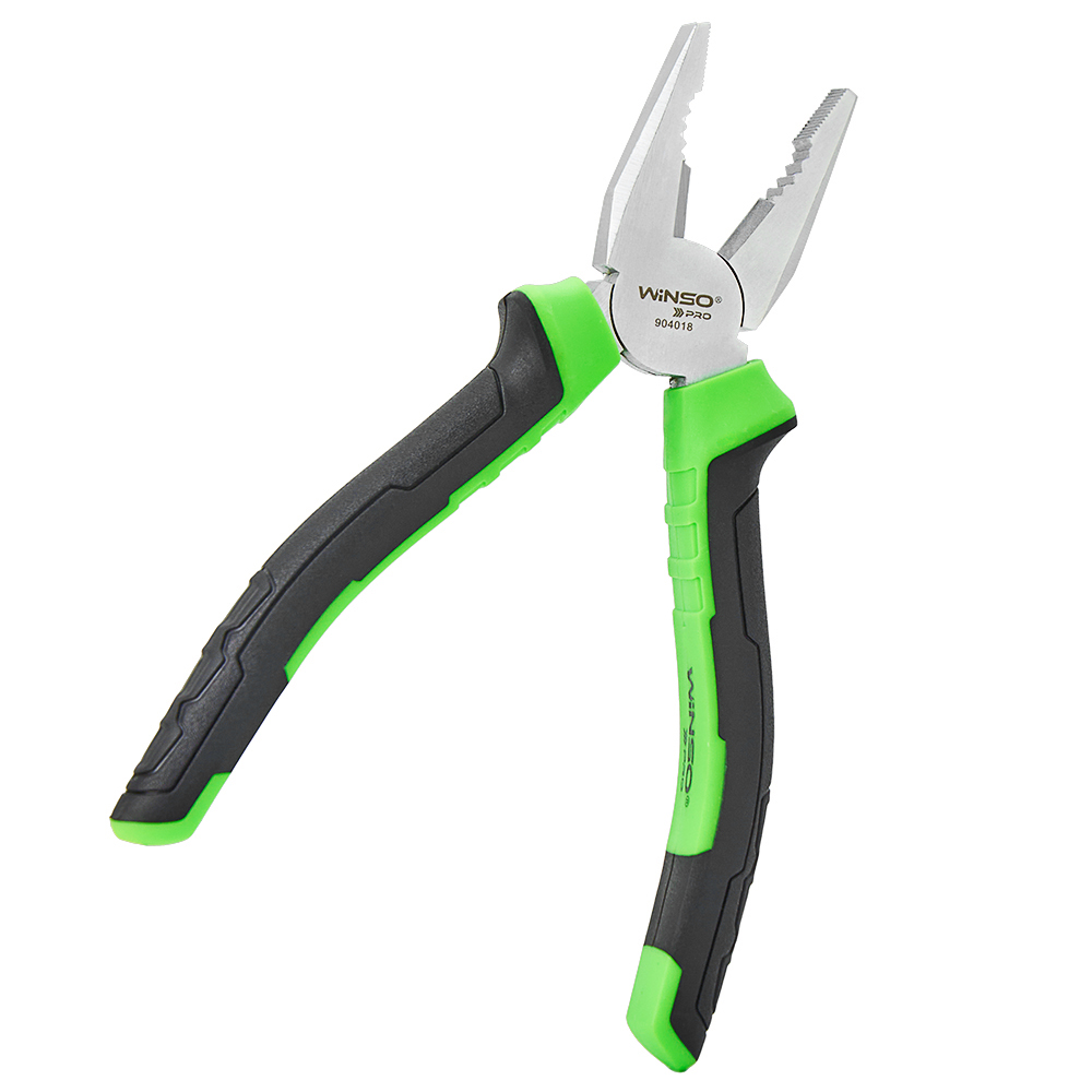 Плоскогубці комбіновані WINSO PRO 180мм, Cr-V, HRC 55-62, сатинове покриття, двокомпонентна ручка2