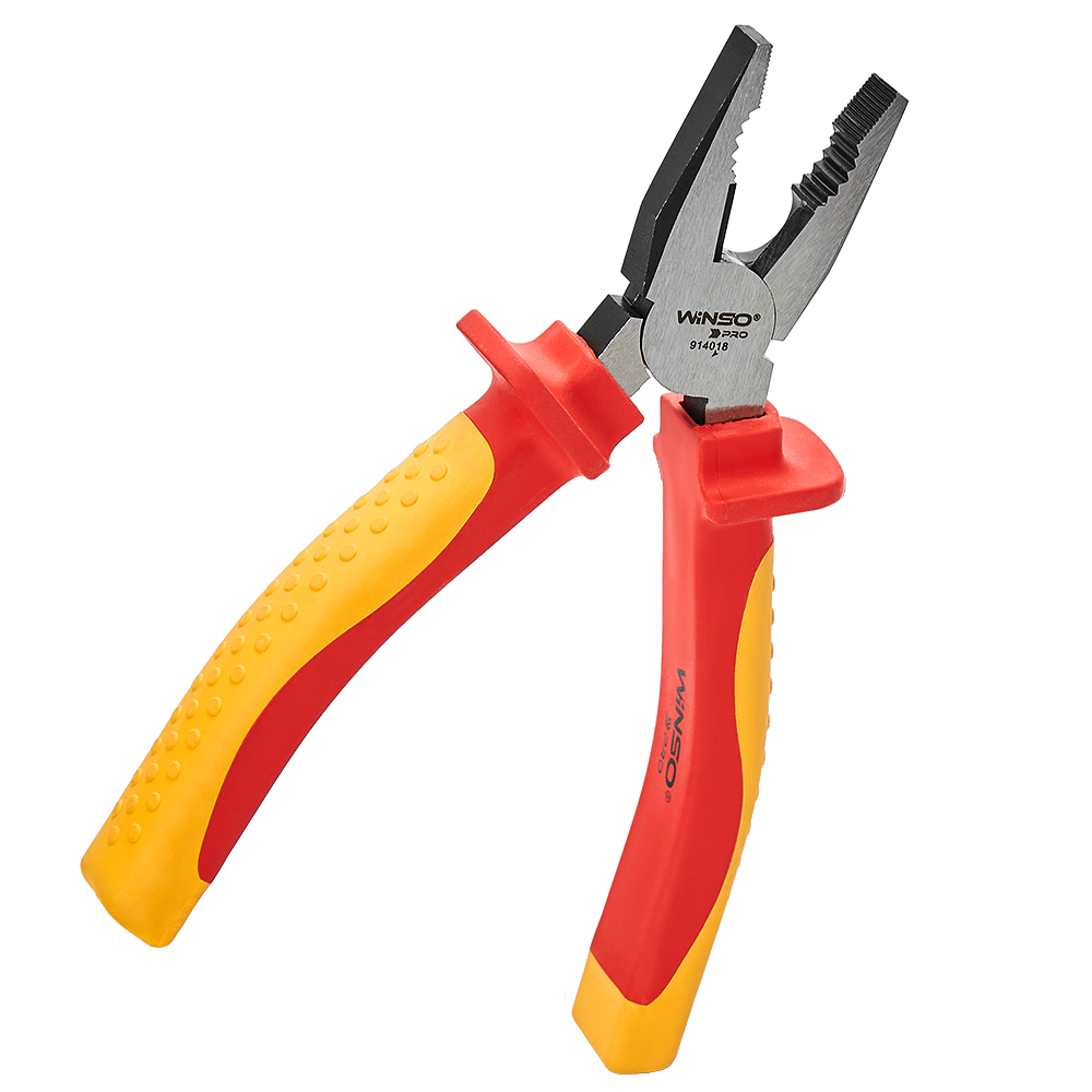 Плоскогубці комбіновані діелекричні WINSO PRO 180мм, VDE 1000В, 60Cr-V, HRC 58-65, поліровані, чорни2