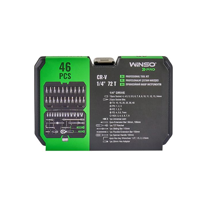 Професійний набір інструментів в кейсі WINSO Pro 1/4_ 72 T, CR-V, 46 од.2