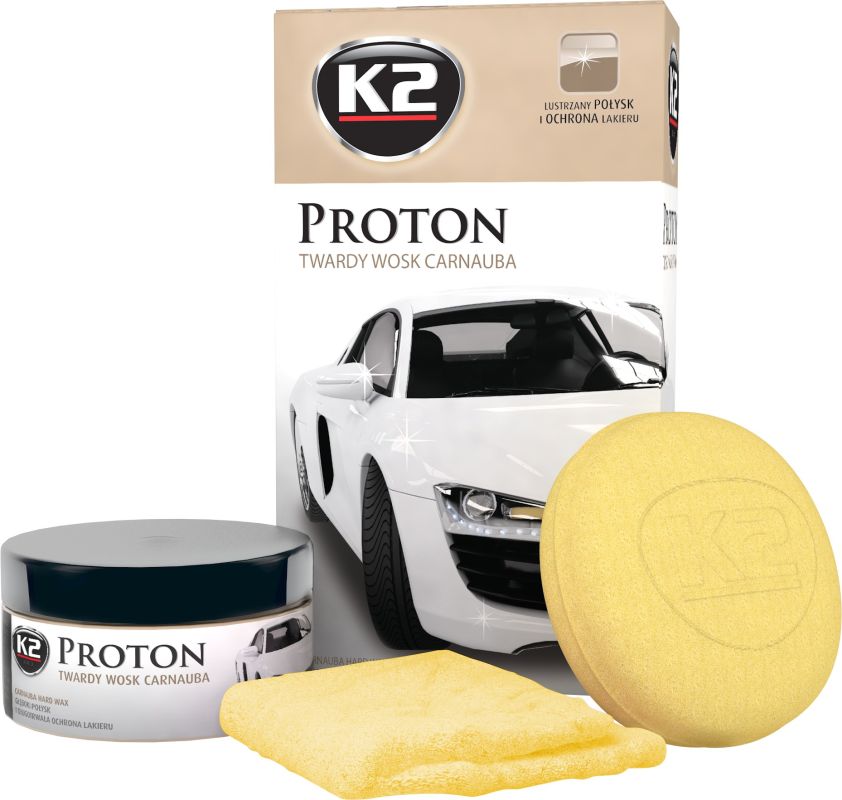K2 PROTON Поліроль з твердим воском Карнауба з губкою та мікрофібкрою  200 мл NEW1