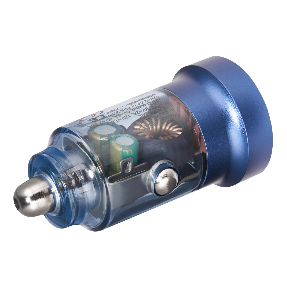 BREVIA АЗП ePower DualCharge 30W 1xUSB-C+1xUSB-A, transparent blue (250шт.)1