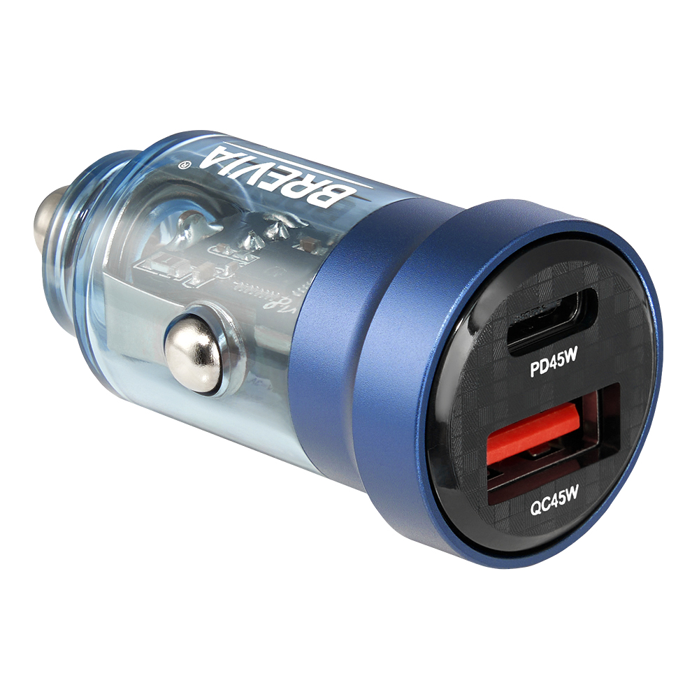 BREVIA АЗП ePower DualCharge 45W 1xUSB-C+1xUSB-A, transparent blue (250шт.)0