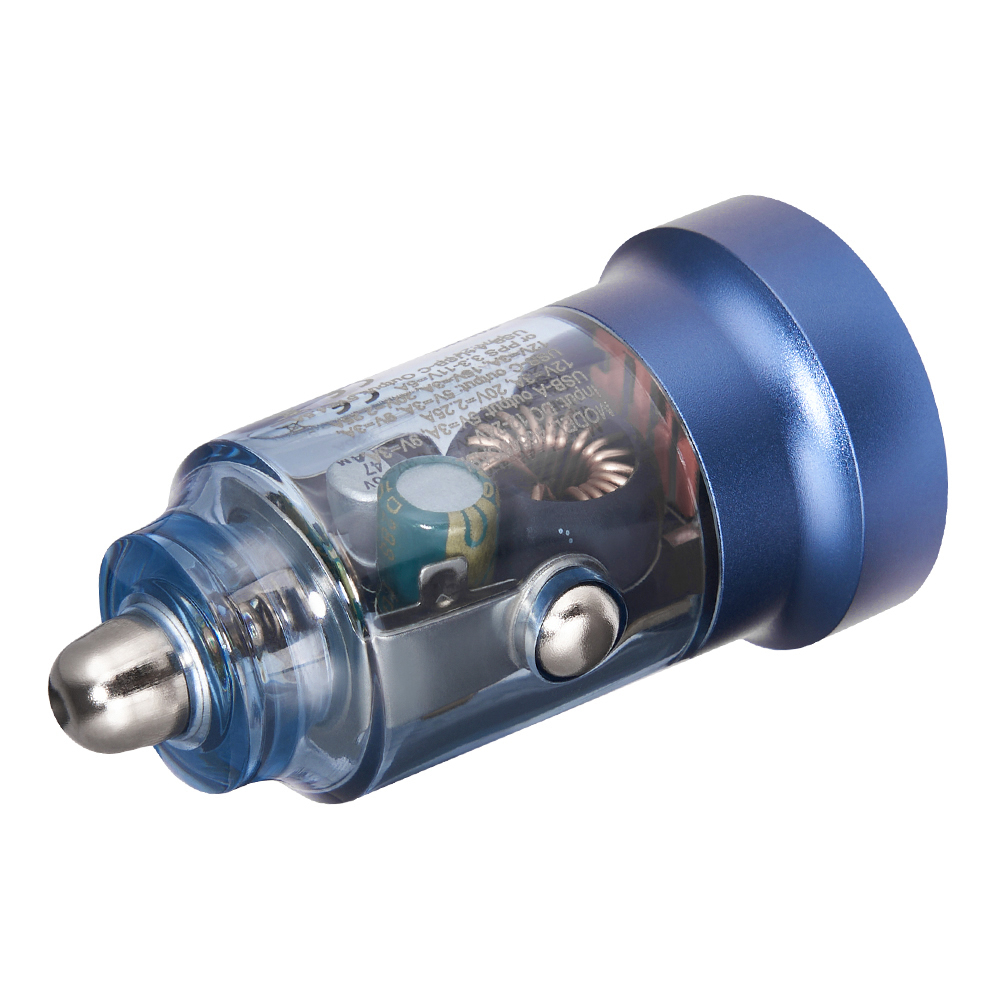 BREVIA АЗП ePower DualCharge 45W 1xUSB-C+1xUSB-A, transparent blue (250шт.)1