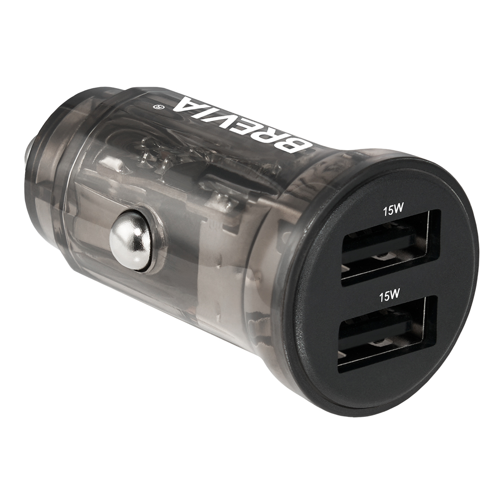 BREVIA АЗП ePower DualDrive 15W 2xUSB-A, transparent black (250шт.)0
